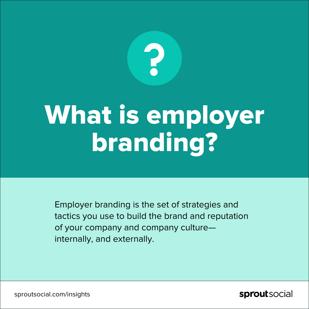 A green graphic showing a definition of employer branding