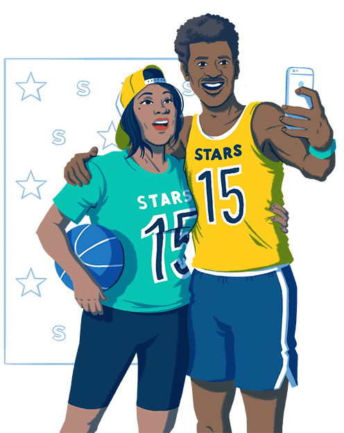 Una fan si fa un selfie con un giocatore della sua squadra preferita